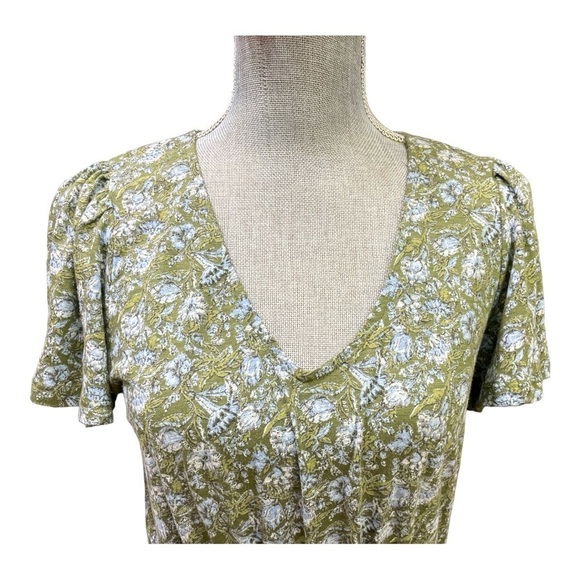 Lucky brand peplum Green Blue floral blouse/ Top size S/P - Picture 6 of 13